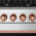 Gordon Ramsay THOR 30" Gas Range RSG30P - Stainless Steel / Rose Gold - close up of color hardware
