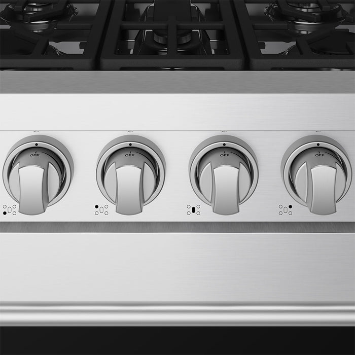 Gordon Ramsay THOR 30" Gas Range RSG30P - Stainless Steel - close up of color hardware