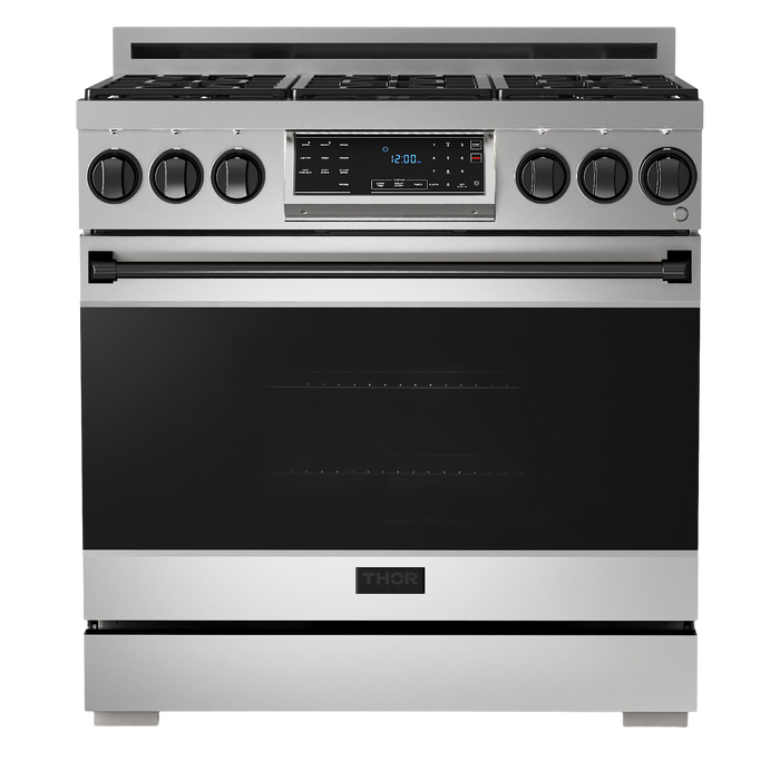 Gordon Ramsay by THOR Kitchen 36" 6.0 cu. ft. Professional Natural Gas Range with Tilt Panel Touch Control, Self-Clean and Air Fry in Stainless Steel, RSG36