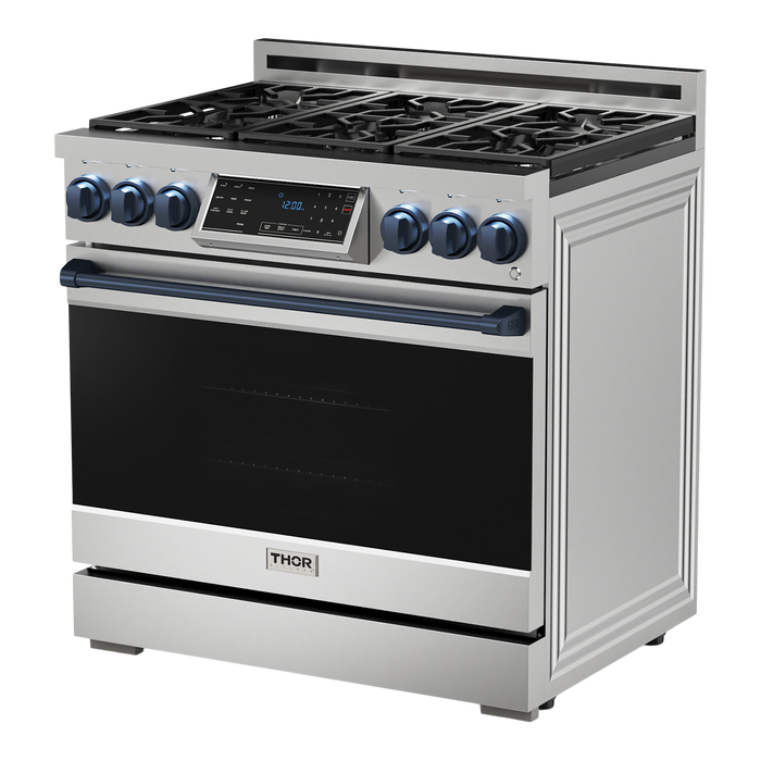 Gordon Ramsay by THOR Kitchen Package - 36" Gas Range, 30" Refrigerator with Ice Maker and Dishwasher in Stainless Steel, AP-RSG36-1