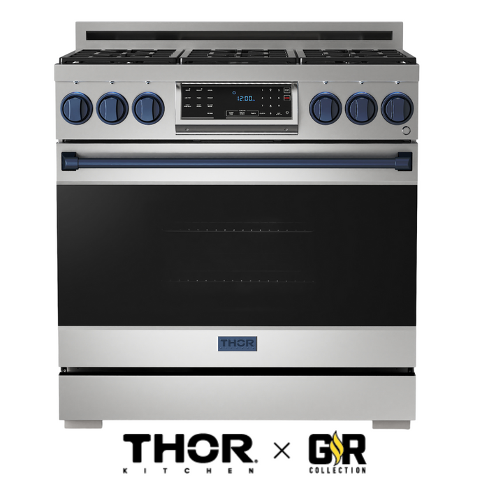 Gordon Ramsay by THOR Kitchen 36" 6.0 cu. ft. Professional Natural Gas Range with Tilt Panel Touch Control, Self-Clean and Air Fry in Stainless Steel, RSG36