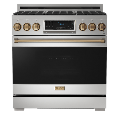 Gordon Ramsay by THOR Kitchen 36" 6.0 cu. ft. Professional Natural Gas Range with Tilt Panel Touch Control, Self-Clean and Air Fry in Stainless Steel, RSG36