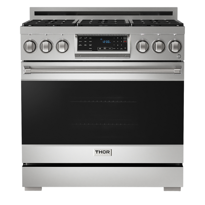 Gordon Ramsay by THOR Kitchen 36" 6.0 cu. ft. Professional Natural Gas Range with Tilt Panel Touch Control, Self-Clean and Air Fry in Stainless Steel, RSG36