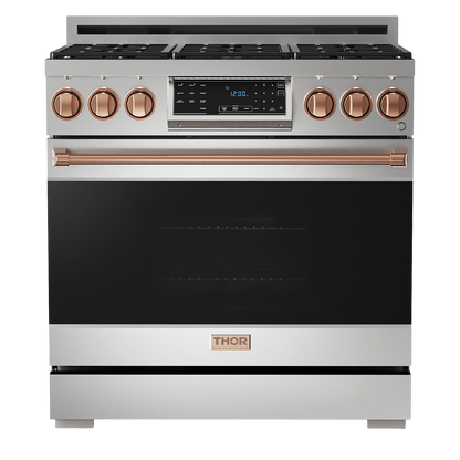 Gordon Ramsay by THOR Kitchen 36" 6.0 cu. ft. Professional Natural Gas Range with Tilt Panel Touch Control, Self-Clean and Air Fry in Stainless Steel, RSG36