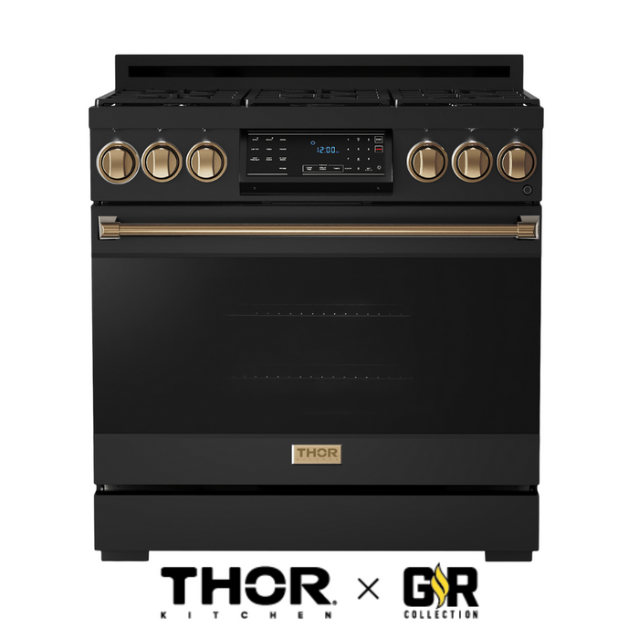 Gordon Ramsay by THOR Kitchen 36" 6.0 cu. ft. Professional Natural Gas Range with Tilt Panel Touch Control, Self-Clean and Air Fry in Stainless Steel, RSG36B