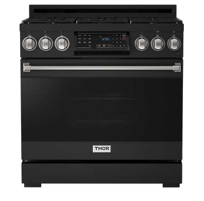 Gordon Ramsay by THOR Kitchen 36" 6.0 cu. ft. Professional Natural Gas Range with Tilt Panel Touch Control, Self-Clean and Air Fry in Stainless Steel, RSG36B