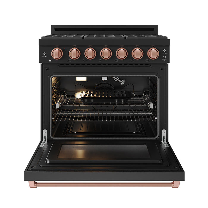 Gordon Ramsay THOR 36" LP Range RSG36PBLP-RSG - Black / Rose Gold - front open