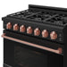 Gordon Ramsay THOR 36" LP Range RSG36PBLP-RSG - Black / Rose Gold - panel light on