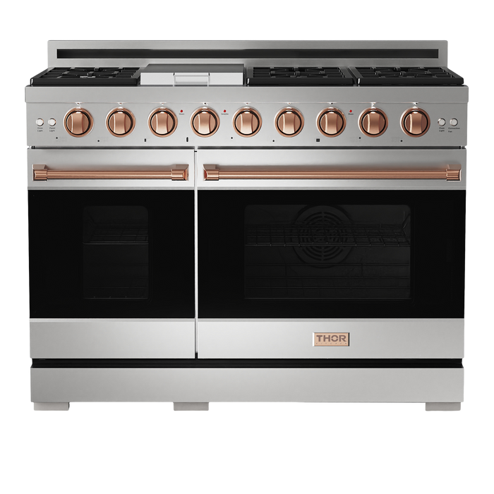 Gordon Ramsay by THOR Kitchen Package - 48" Gas Range, 30" Refrigerator with Ice Maker and Dishwasher in Stainless Steel, AP-RSG48E-1