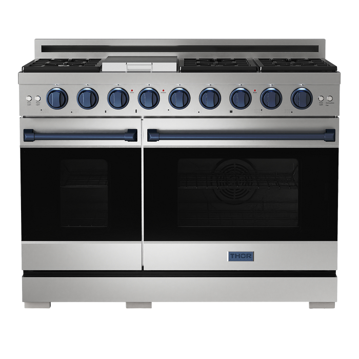 Gordon Ramsay by THOR Kitchen Package - 48" Gas Range, 30" Refrigerator with Ice Maker and Dishwasher in Stainless Steel, AP-RSG48E-1