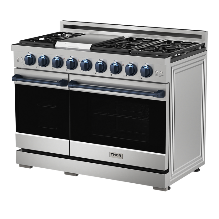 Gordon Ramsay by THOR Kitchen Package - 48" Gas Range, 36" Refrigerator with Ice Maker and Dishwasher in Stainless Steel, AP-RSG48E-2