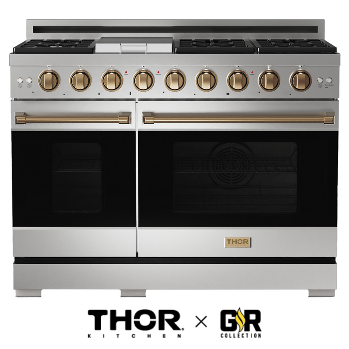 Gordon Ramsay by THOR Kitchen 48" 6.8 cu. ft. Professional Natural Gas Range in Stainless Steel, RSG48E