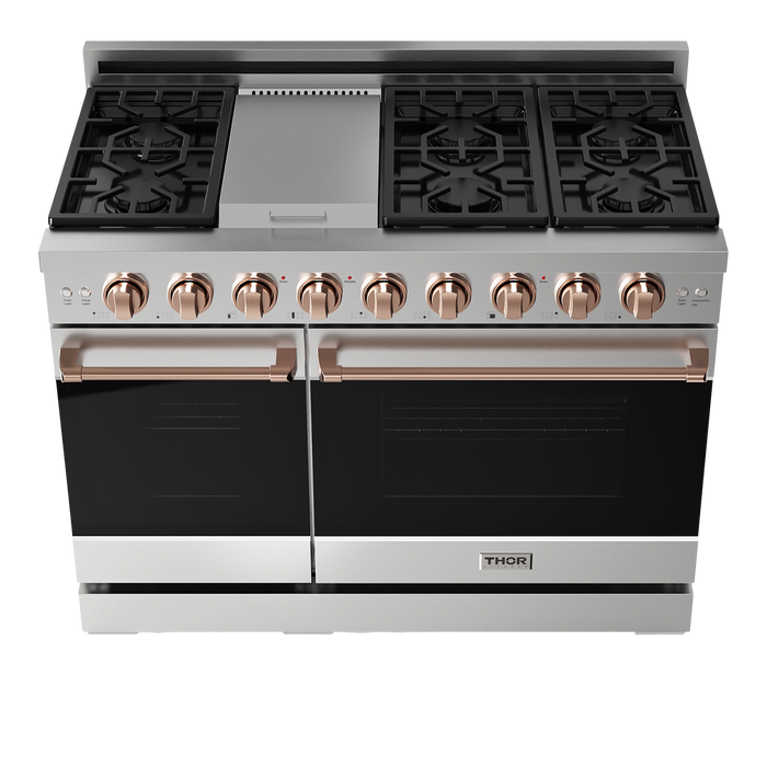 Gordon Ramsay by THOR Kitchen Package - 48" Gas Range, 30" Refrigerator with Ice Maker and Dishwasher in Stainless Steel, AP-RSG48E-1