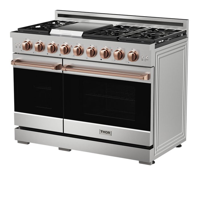 Gordon Ramsay by THOR Kitchen Package - 48" Gas Range, 30" Refrigerator with Ice Maker and Dishwasher in Stainless Steel, AP-RSG48E-1