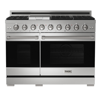 Gordon Ramsay by THOR Kitchen 48" 6.8 cu. ft. Professional Natural Gas Range in Stainless Steel, RSG48E