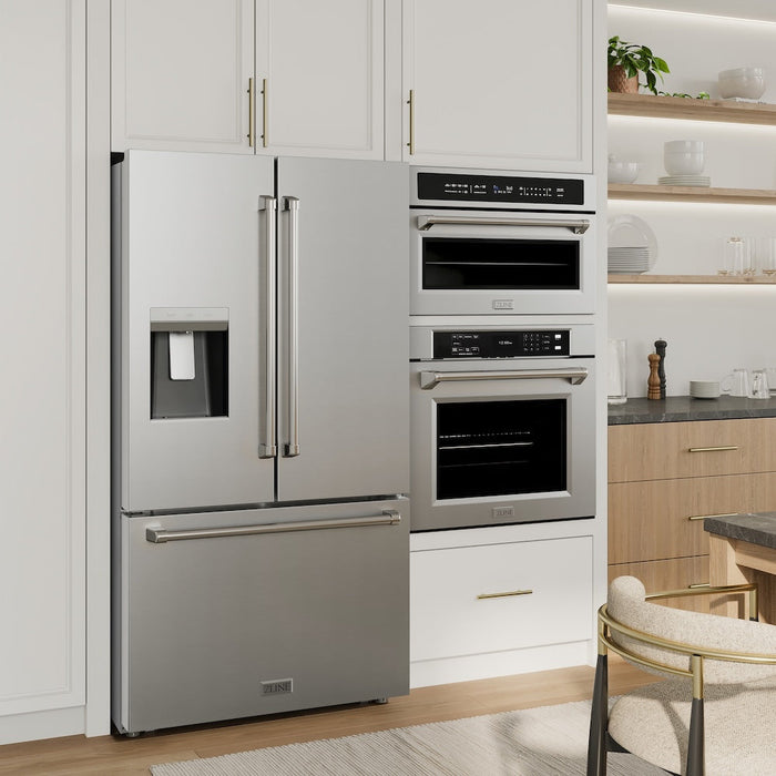 ZLINE 36 in. 28.9 cu. ft. Standard-Depth French Door External Water Dispenser Refrigerator with Dual Ice Maker in Fingerprint-Resistant Stainless Steel (RSM-W-36)