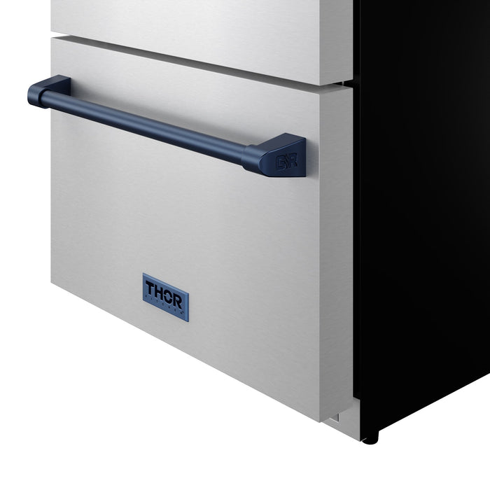 Gordon Ramsay THOR 24" Drawer Freezer RZ24U - Stainless Steel / Blue - close up of color hardware