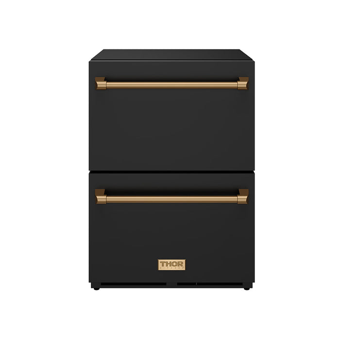 Gordon Ramsay THOR 24" Black Drawer Freezer RZ24UB - Black / Bronze - front door closed