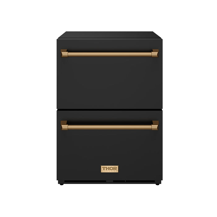Gordon Ramsay THOR 24" Drawer Refrigerator RF24UB - Black / Bronze - front door closed