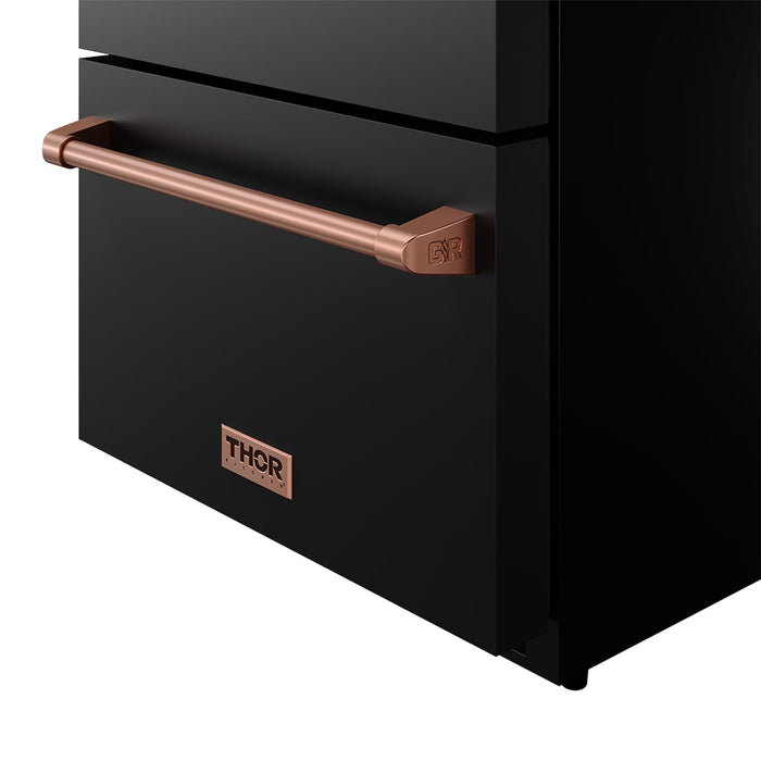 Gordon Ramsay THOR 24" Black Drawer Freezer RZ24UB - Black / Rose Gold - close up of color hardware