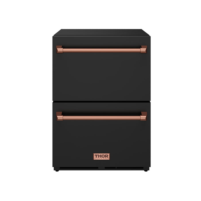 Gordon Ramsay THOR 24" Black Drawer Freezer RZ24UB - Black / Rose Gold - front door closed