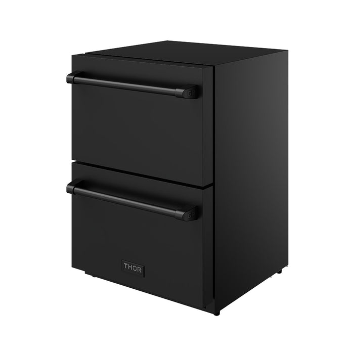 Gordon Ramsay THOR 24" Black Drawer Freezer RZ24UB - Black - front right side closed