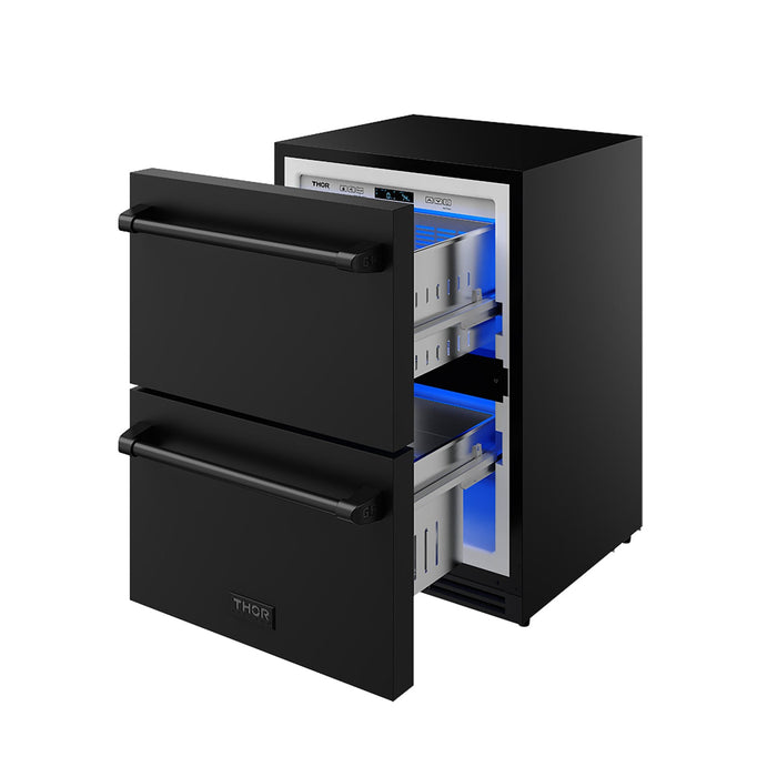 Gordon Ramsay THOR 24" Black Drawer Freezer RZ24UB - Black - light on blue