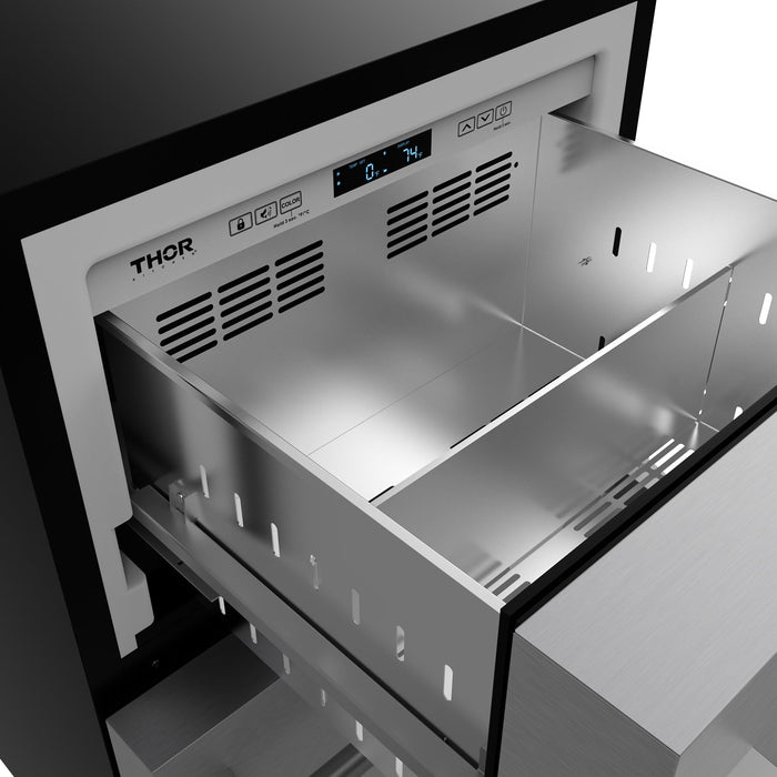 Gordon Ramsay THOR 24" Drawer Freezer RZ24U - Stainless Steel - close up of drawer