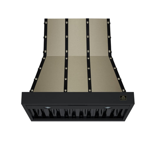 Forno - 36" Wall Mount Range Hood, in Copper with black Trim