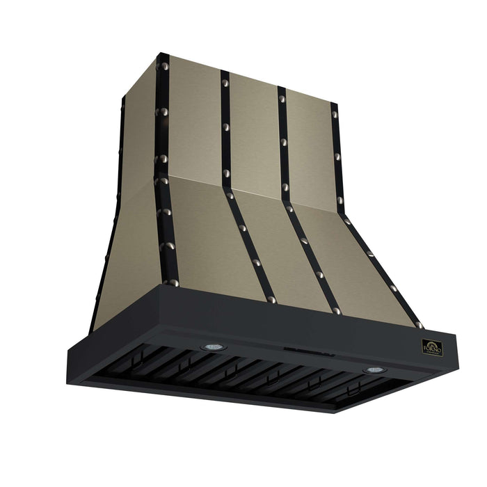 Forno - 36" Wall Mount Range Hood, in Copper with black Trim
