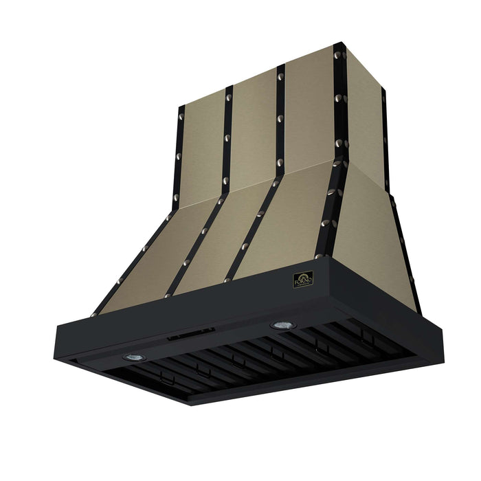 Forno - 36" Wall Mount Range Hood, in Copper with black Trim