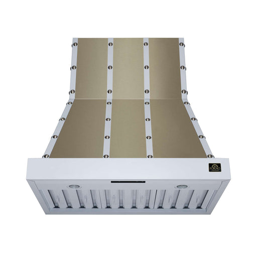 Forno - 36" Wall Mount Range Hood, in Copper with white Trim