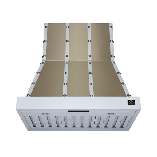 Forno - 36" Wall Mount Range Hood, in Copper with white Trim