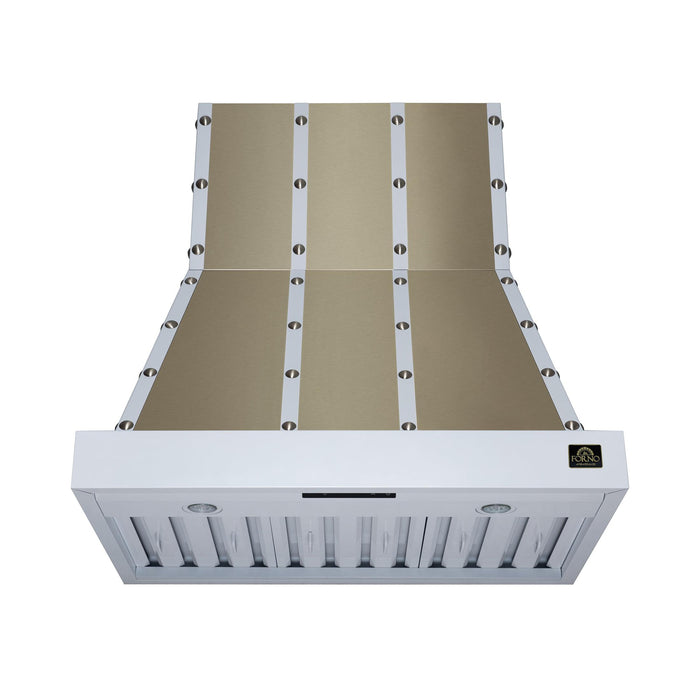 Forno - 36" Wall Mount Range Hood, in Copper with white Trim