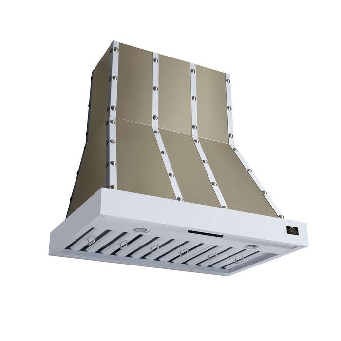 Forno - 36" Wall Mount Range Hood, in Copper with white Trim