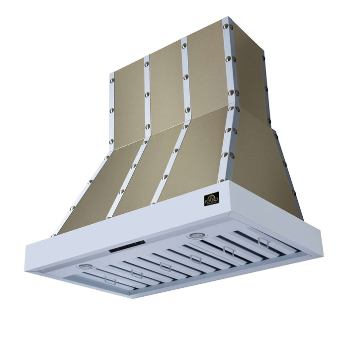Forno - 36" Wall Mount Range Hood, in Copper with white Trim