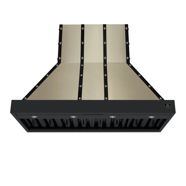 Forno - 48" Wall Mount Range Hood, in Copper with black Trim