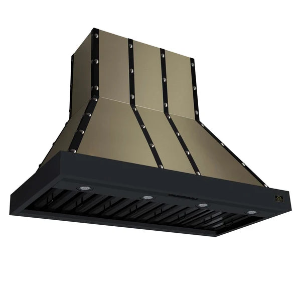 Forno - 48" Wall Mount Range Hood, in Copper with black Trim
