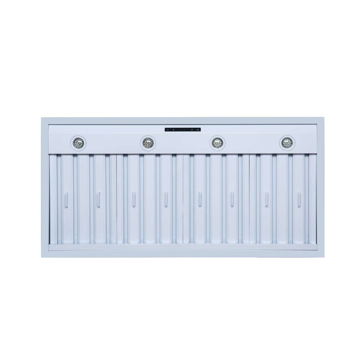Forno Ambassador 48" Range Hood in White with 304 CFM, 3 Speeds, Dishwasher Safe Baffle Filters, LED Lights and Remote Control - FRHWM5099-48CPWHT