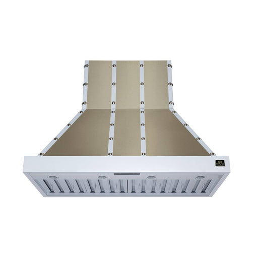 Forno Ambassador 48" Range Hood in White with 304 CFM, 3 Speeds, Dishwasher Safe Baffle Filters, LED Lights and Remote Control - FRHWM5099-48CPWHT