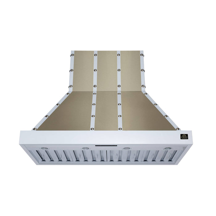 Forno Ambassador 48" Range Hood in White with 304 CFM, 3 Speeds, Dishwasher Safe Baffle Filters, LED Lights and Remote Control - FRHWM5099-48CPWHT