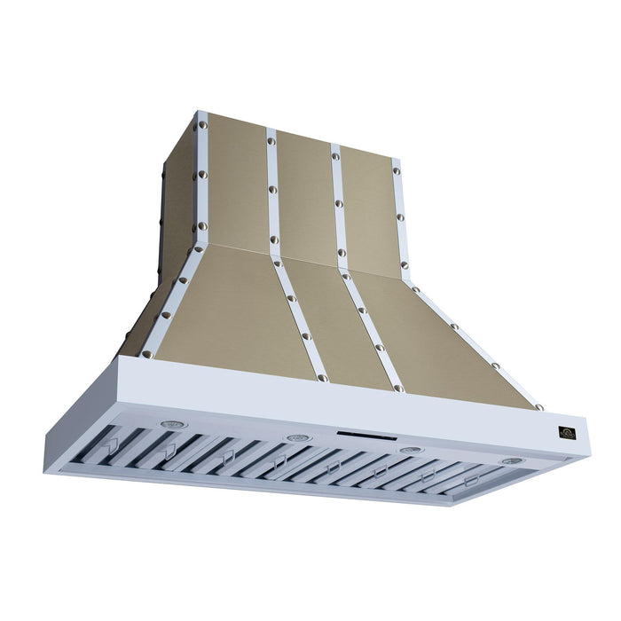 Forno Ambassador 48" Range Hood in White with 304 CFM, 3 Speeds, Dishwasher Safe Baffle Filters, LED Lights and Remote Control - FRHWM5099-48CPWHT