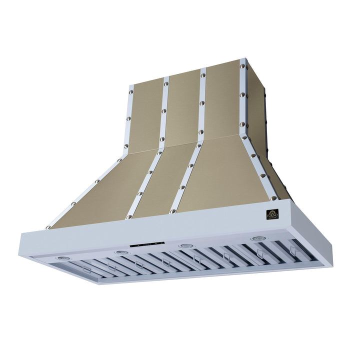 Forno Ambassador 48" Range Hood in White with 304 CFM, 3 Speeds, Dishwasher Safe Baffle Filters, LED Lights and Remote Control - FRHWM5099-48CPWHT
