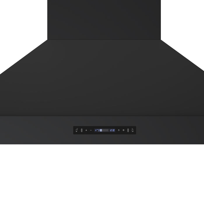 Forno Venezia 48 Inch Wall-Mounted Range Hood in Black with Antique Brass Accessories, Touch Controls and Baffle Filters