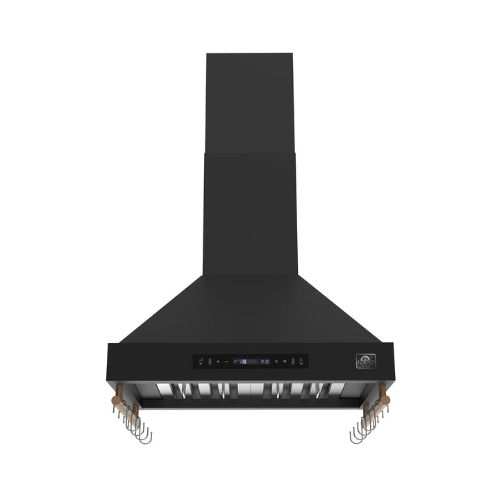 Forno Venezia 30 Inch Wall-Mounted Range Hood in Black with Touch Controls and Baffle Filters