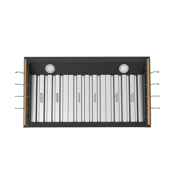 Forno Venezia 36 Inch Wall-Mounted Range Hood in Black with Touch Controls and Baffle Filters