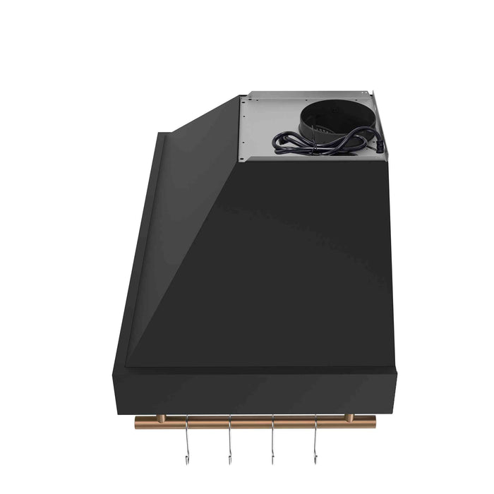 Forno Venezia 36 Inch Wall-Mounted Range Hood in Black with Touch Controls and Baffle Filters