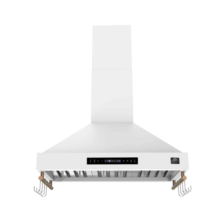 Forno Venezia 36 Inch Wall-Mounted Range Hood in White with Touch Controls and Baffle Filters
