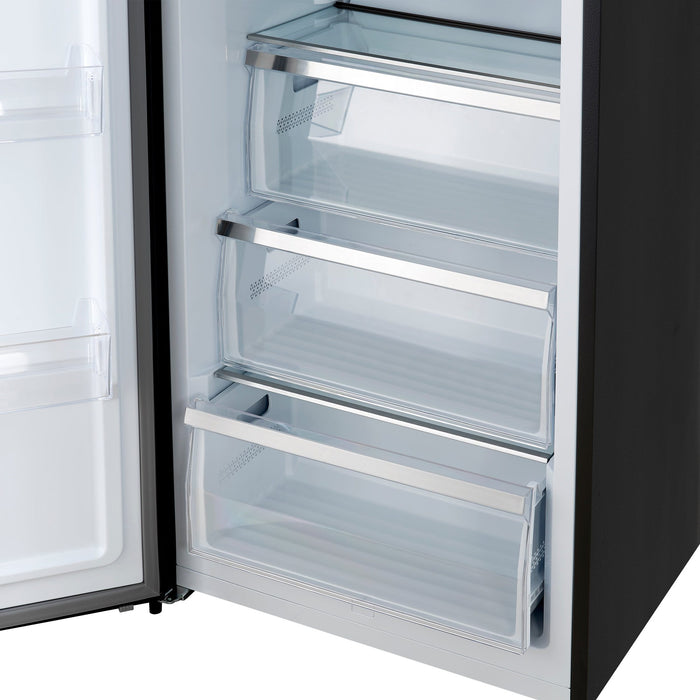 Forno Maderno 28-Inch Convertible Upright Freezer/Refrigerator in Black with Antique Brass Handle, 13.6 cu.ft., Left Swing