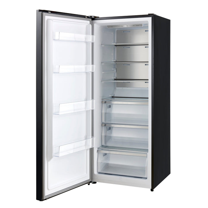 Forno Maderno 28-Inch Convertible Upright Freezer/Refrigerator in Black with Antique Brass Handle, 13.6 cu.ft., Left Swing